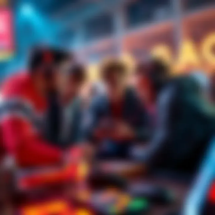 A group of gamers sharing ideas about new game challenges and build crafting options