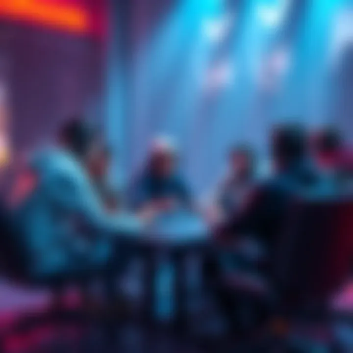A group of gamers sitting around a table, debating the impact of rising game prices on quality and overall gaming experience.