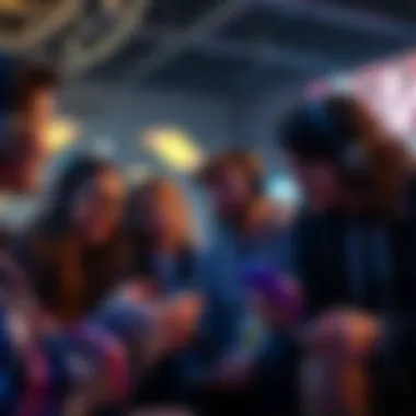 A group of gamers sharing their thoughts and excitement for the upcoming game Marathon, engaging in a lively conversation while using their devices.