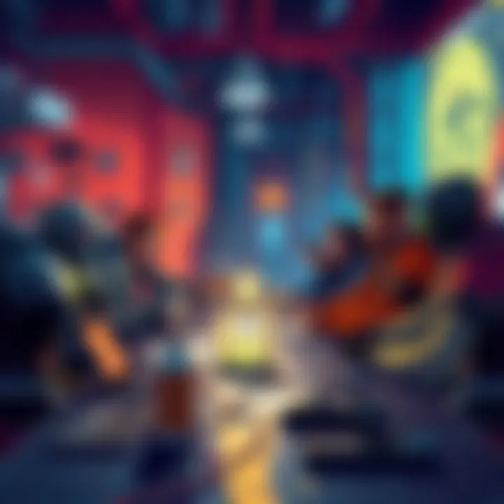 Gamers discussing Metroidvania elements A group of gamers sharing their opinions on key features of Metroidvania games at a table