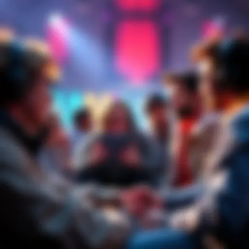 A group of gamers sharing ideas about a new gameplay mod in a lively conversation