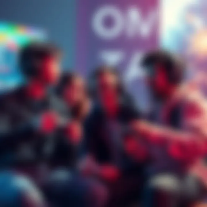 A group of gamers talking about the Omnyo style and their wishes for more detailed content, with game controllers in hand