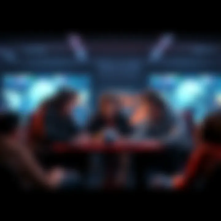 A group of gamers sitting together, sharing tips and strategies for platinum hunting in video games