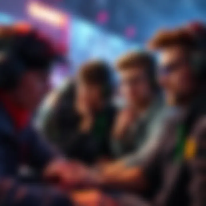 A group of frustrated gamers talking about issues with ranked matches, showing expressions of concern and disappointment.