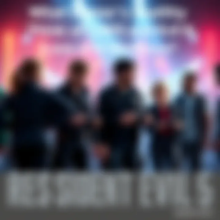 A group of gamers sharing opinions on Resident Evil 5 and 8 with game controllers in hand