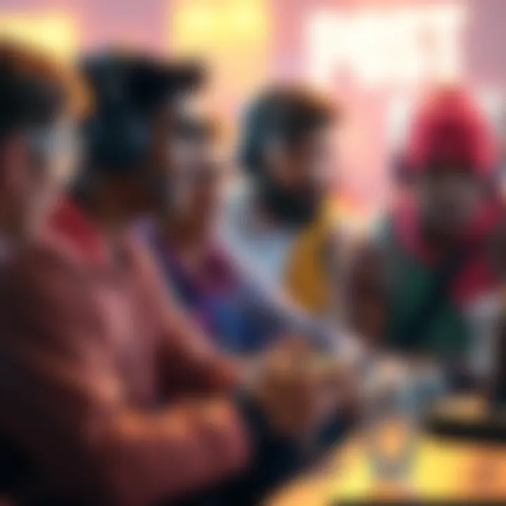 Gamers Engaging in Discussion A diverse group of gamers sharing opinions on the latest reload update