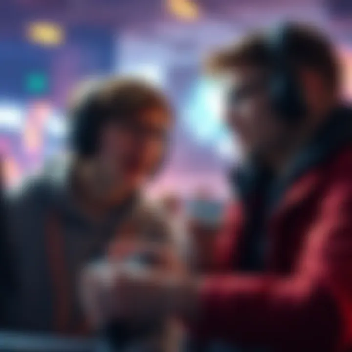 Two gamers debating over video game quality, one showing enthusiasm and the other expressing frustration.