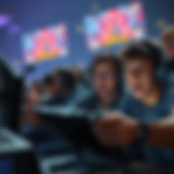 A group of gamers looking surprised and amused as they play DK2, showing glitches on their screens that create chaotic gameplay moments.