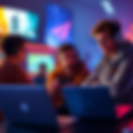 A group of gamers discussing their concerns about the hype around Battlefield 6 and Resident Evil 9, with laptops and gaming consoles in view.