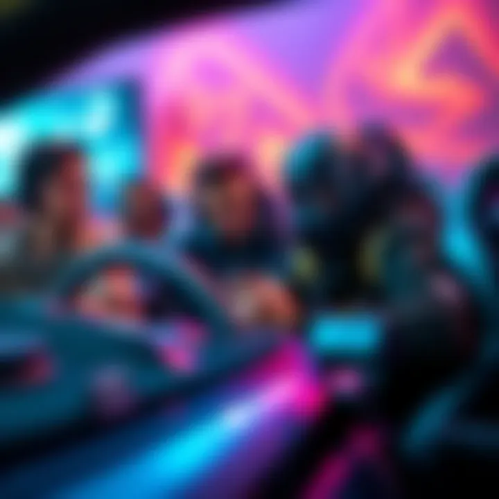 Group of gamers expressing frustration over large cars and driving mechanics in a racing game