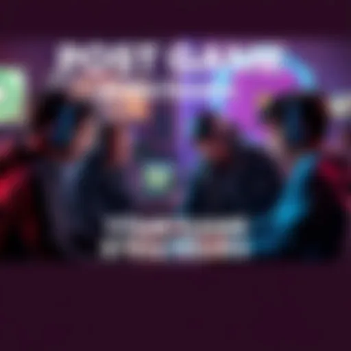 Group of gamers discussing strategies and sharing experiences after finishing a video game