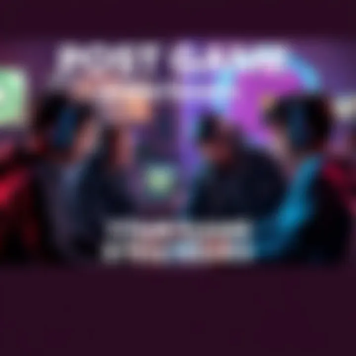 Group of gamers discussing strategies and sharing experiences after finishing a video game