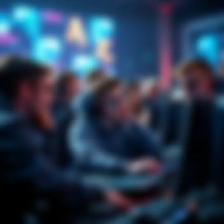 A group of gamers showing frustration while discussing issues with Blizzard games online in a lively forum setting.