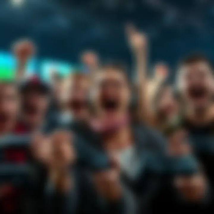 Gamers expressing frustration A group of gamers showing anger and disappointment over a game expansion release, with some holding game controllers and shouting