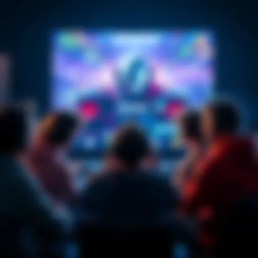 A group of gamers gathered around a screen, reminiscing and enjoying iconic game soundtracks.