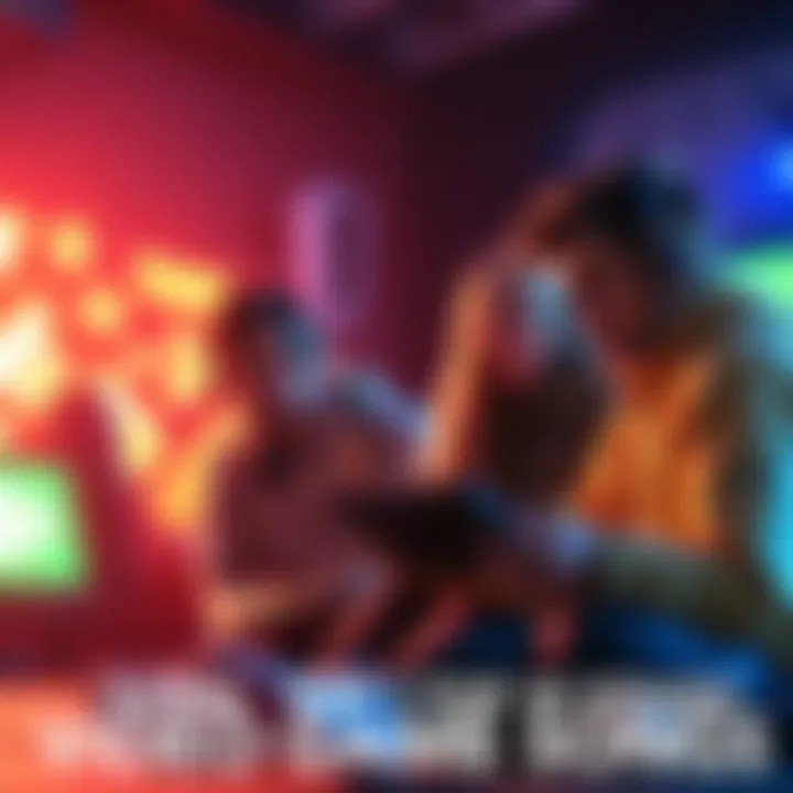 Gamers Ranking Video Game Songs A group of gamers discussing and ranking their favorite video game songs while looking at a list of tunes and games.