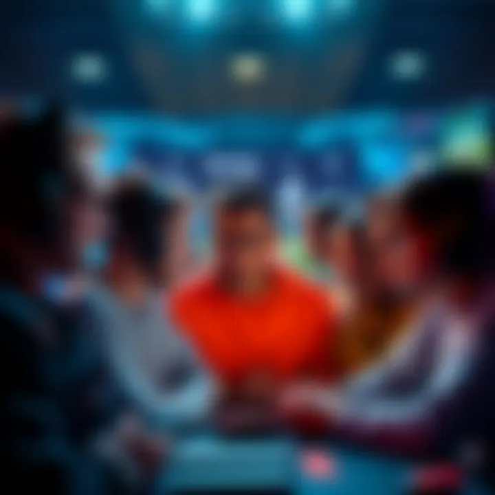 A group of gamers showing frustration and disappointment while discussing DLSS 5, with game consoles and screens in the background