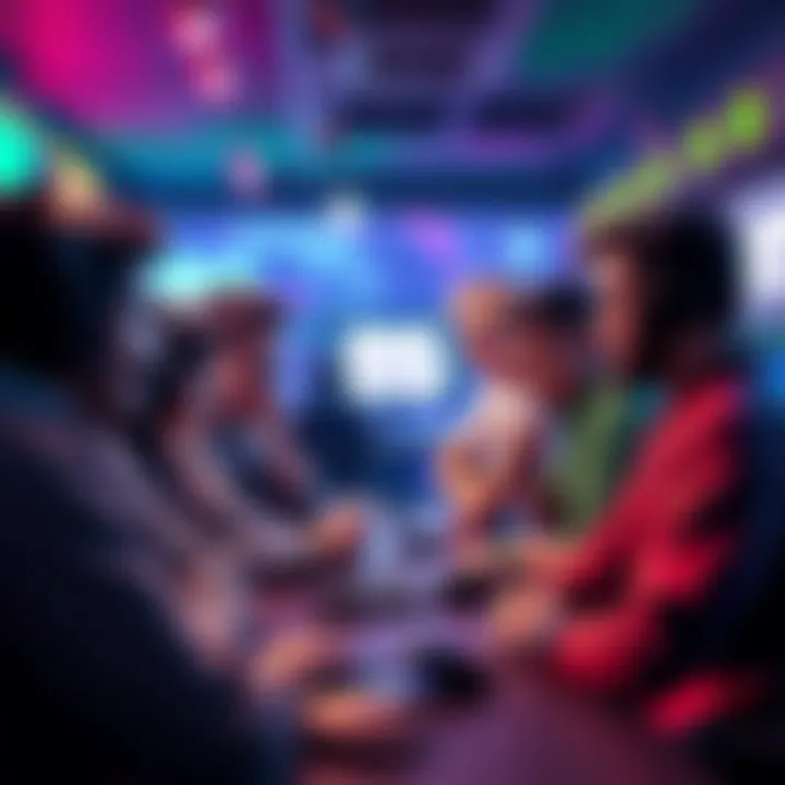 A group of gamers discussing Discord's new policies, showing mixed emotions like frustration and acceptance in a colorful chat room setting.