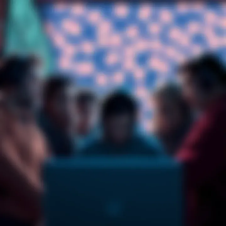 A group of frustrated gamers looking at a screen filled with loot boxes, expressing disappointment