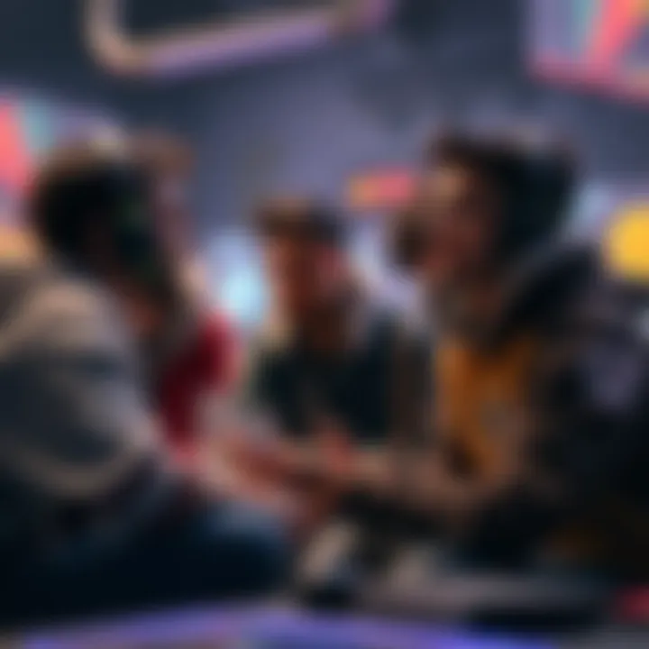 A group of gamers discussing strategies for finding rare items in a game