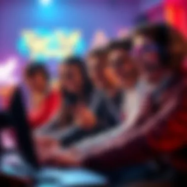 A group of gamers smiling and encouraging one another while playing video games together, promoting positivity, and enjoying their gaming experience