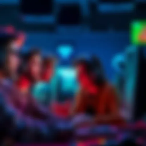 A group of gamers expressing their anger and frustration while discussing in front of their screens, showcasing a gaming atmosphere.