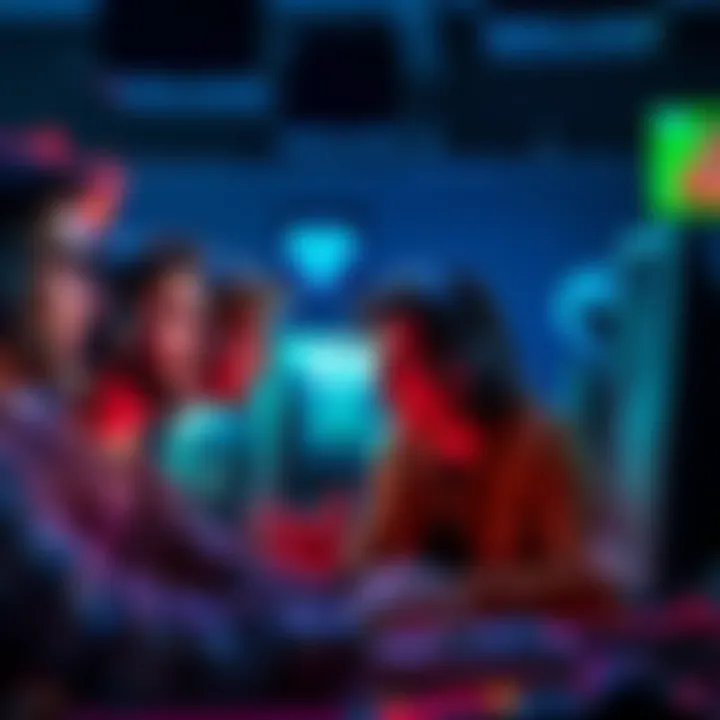 Gamers venting frustrations A group of gamers expressing their anger and frustration while discussing in front of their screens, showcasing a gaming atmosphere.