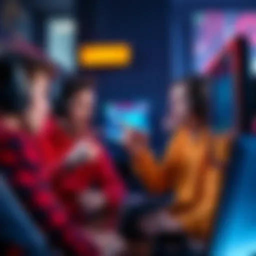 Two gamers visibly upset, pointing at each other while playing a video game on their screens.