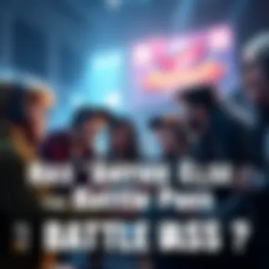 A group of gamers chatting about their recent battle pass purchases, sharing opinions and excitement.