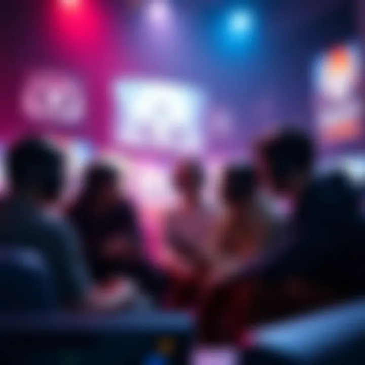 A group of gamers discussing their excitement for BF6, with game consoles and posters in the background.