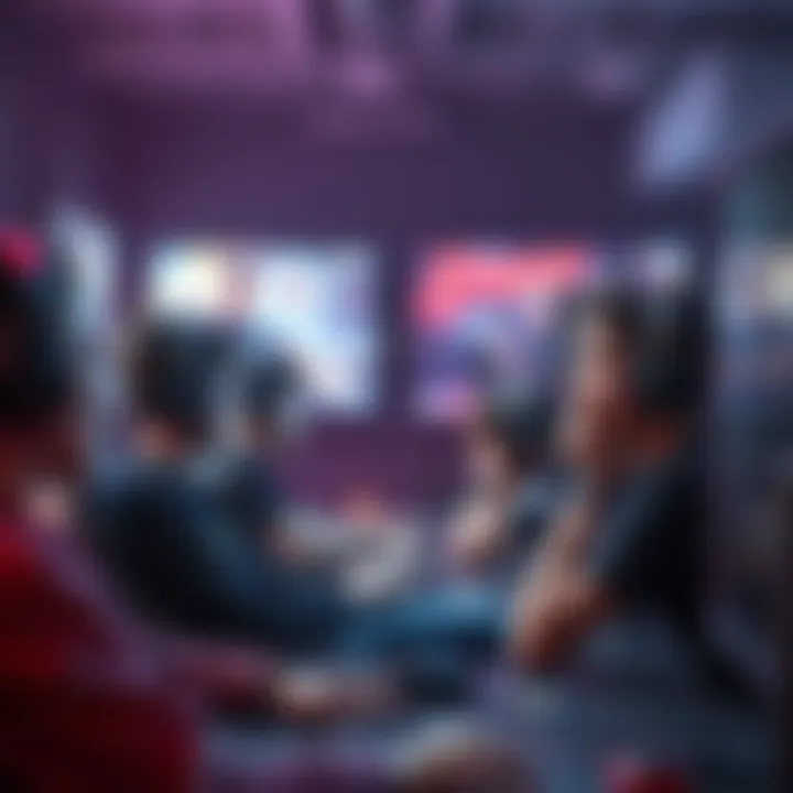 A group of frustrated gamers sitting in front of their screens, showing signs of stress and fatigue while playing competitive video games.