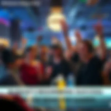 A group of gamers happily cheering together in a gaming lounge after Bungie's latest success