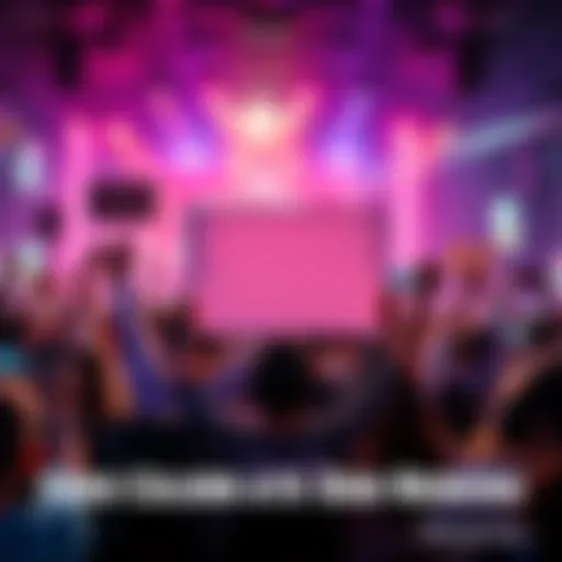 Gamers celebrating new skin designs A group of excited gamers holding up signs and cheering in a colorful gaming setting