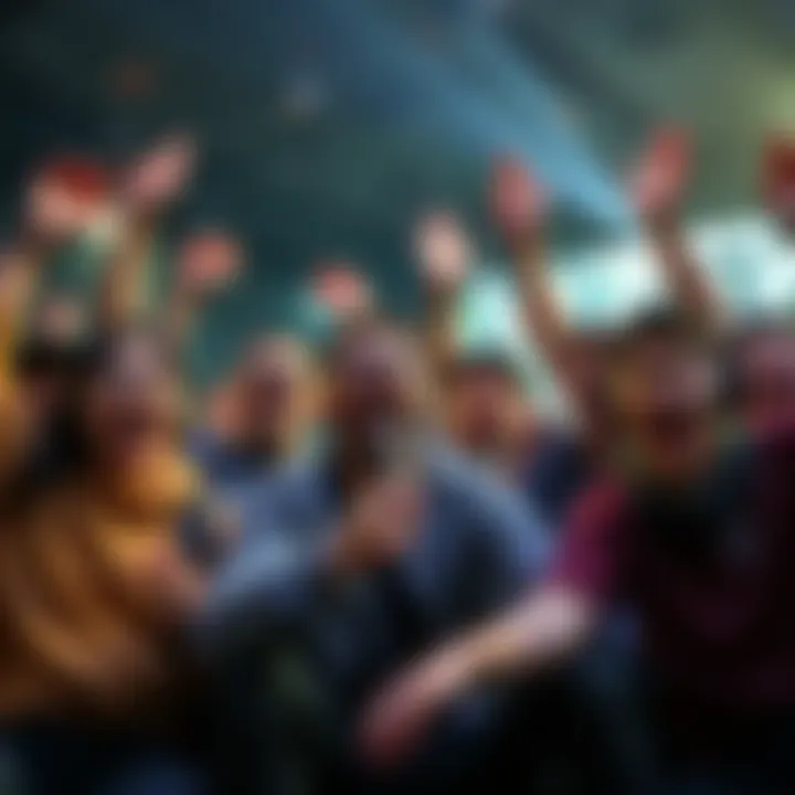Gamers Celebrating Platinum Achievement A group of gamers excitedly celebrating their platinum trophy, showing joy and camaraderie in a gaming setting