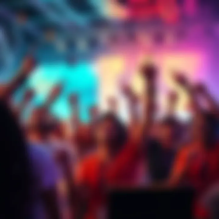 A group of gamers cheer together as they celebrate achieving new ranks in a competitive game.