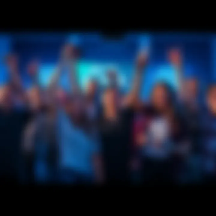 Gamers Celebrating Together A lively group of gamers joyfully celebrating with controllers in hand, showing excitement and community spirit in the gaming culture.