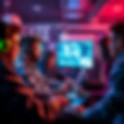 A diverse group of people engaged in discussions on video game forums, sharing their favorite gaming experiences from the 2000s.