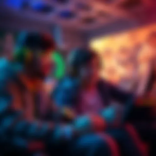 Two gamers collaborating on a game, showing teamwork and friendship in a duo queue setting.