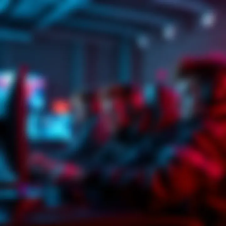 A group of gamers focused on capturing objectives in an online game, showing teamwork and strategy on their screens.