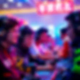 A diverse group of gamers from around the world competing at the OWCS event in China, showcasing teamwork and excitement.