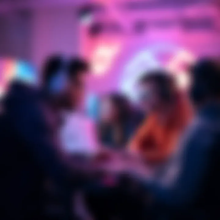 Group of gamers discussing strategies and finding teammates online