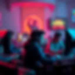 A group of gamers chatting and playing together on their computers, showcasing the social aspect of online gaming friendships.