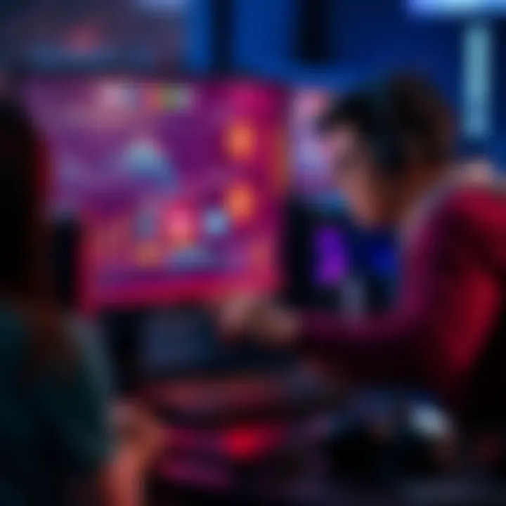 Two gamers analyzing the performance of a CPU and GPU on a computer screen while discussing FPS issues