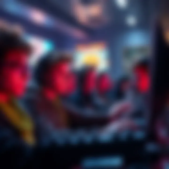 A group of gamers looking frustrated at their screens while playing a multiplayer game, showing signs of game crashes during raids