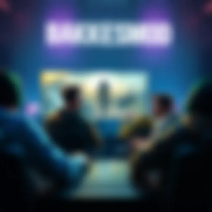 A group of gamers discussing Bakkesmod and its impact on gameplay, with a video game setup in the background