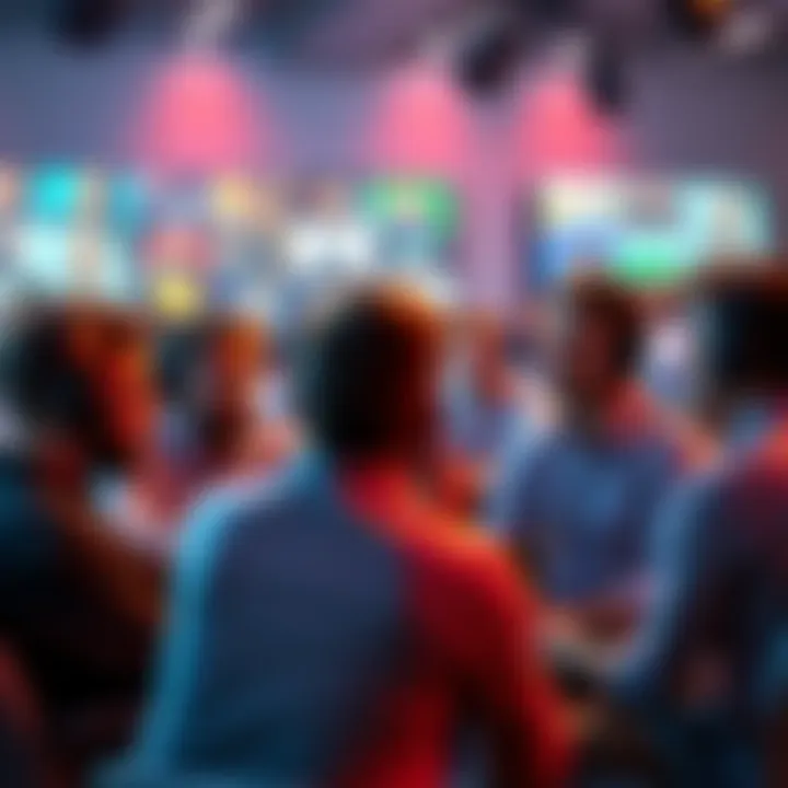 A diverse group of gamers engaged in a lively discussion about game studio decisions on a forum, with various opinions being shared on screen