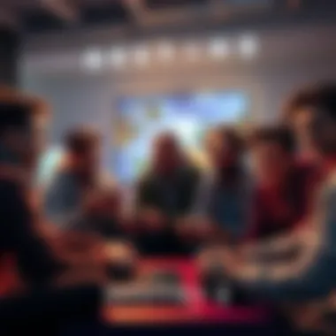 A group of friends of various ages gathered around gaming consoles, celebrating the launch of Destiny 2, sharing memories and experiences.