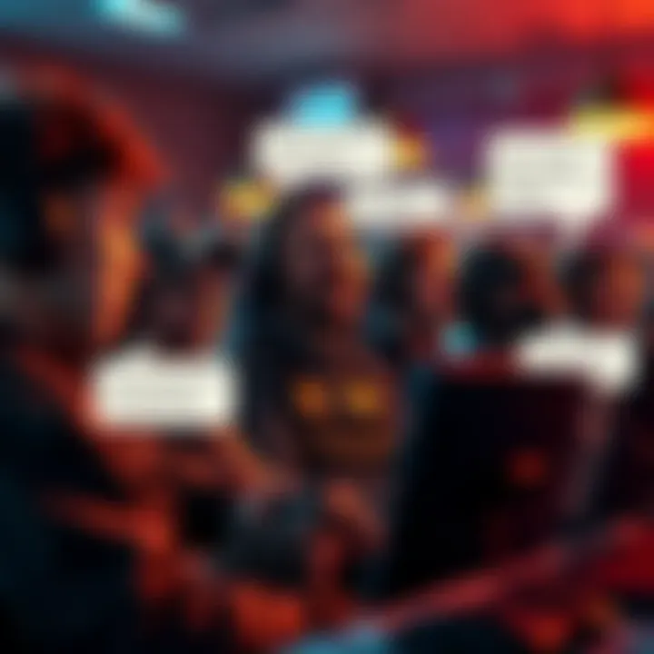 A group of gamers expressing frustration in an online forum, with chat bubbles showing conflicting opinions about the Fallout community.