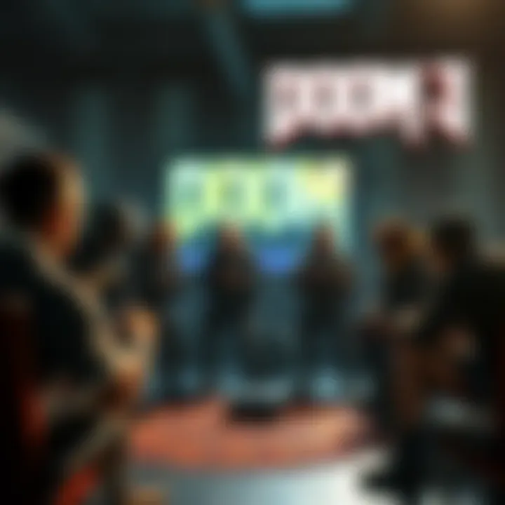 Gamers expressing disappointment over Doom 3 A group of gamers discussing their frustrations with Doom 3's missing split-screen feature.