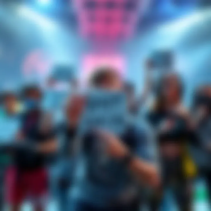 A group of gamers showing their frustration with latest skin designs in gaming, holding signs demanding more variety.